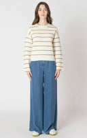 Dex Ladies Cream/Sand Stripe Ottoman Stripe Sweater