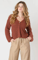 Dex Ladies Cinnamon Melange Single Button Cardigan