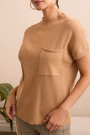 Tribal Ladies Ice Latte SS Dolman Sweater w/Pocket