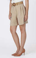 Dex/Room 34 Ladies Camel Drapey Belted Short