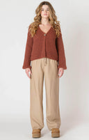 Dex Ladies Cinnamon Melange Single Button Cardigan