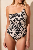 Tribal Ladies Seashell Flatten It One Shoulder Swimsuit