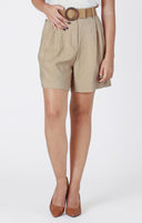 Dex/Room 34 Ladies Camel Drapey Belted Short
