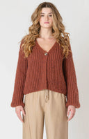 Dex Ladies Cinnamon Melange Single Button Cardigan