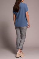 Tribal Ladies Slate Blue SS Dolman Sweater w/Pockets