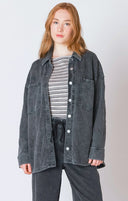 Dex Ladies Washed Black Knit Denim Jacket
