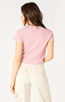 Dex Ladies Powder Pink SS Waffle Henley
