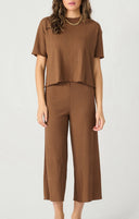 Dex Ladies Walnut Pull On Textured Culotte Pant