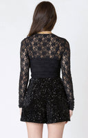 Dex Ladies Black Stretch Lace Top