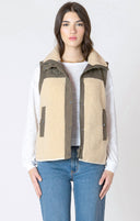 Dex Ladies Olive/Tan Mixed Fabric Vest
