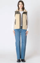 Dex Ladies Olive/Tan Mixed Fabric Vest