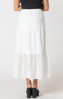Dex Ladies White Embroidered Eyelet Maxi Skirt