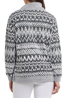Tribal Ladies Black LS Split Neck Top w/Zipper