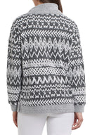 Tribal Ladies Black LS Split Neck Top w/Zipper