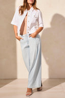 Tribal Ladies White Elbow Sleeve Denim Jacket