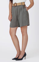 Dex/Room 34 Ladies Olive Drapey Belted Short