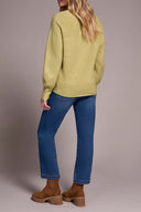 Tribal Ladies Leek LS Notch Neckline Sweater