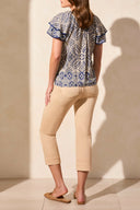 Tribal Ladies Safari Flutter Sleeve Blouse w/Decorative Tape