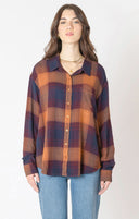 Dex Ladies Plum Plaid Textured Plaid Shirt