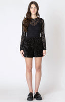 Dex Ladies Black Stretch Lace Top