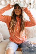 Ampersand Ave Ladies Orange Peel Doublehood Sweatshirt