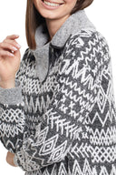 Tribal Ladies Black LS Split Neck Top w/Zipper