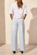 Tribal Ladies White Elbow Sleeve Denim Jacket