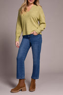 Tribal Ladies Leek LS Notch Neckline Sweater