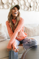 Ampersand Ave Ladies Orange Peel Doublehood Sweatshirt