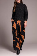 Tribal Ladies Black Mock Neck Puff Sleeve High Low Sweater