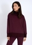 RD Style Ladies Prune Katelyn Soft Knit Rib Mock Neck Top w/Side Slits