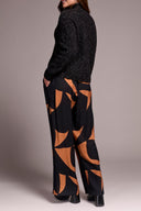 Tribal Ladies Black Mock Neck Puff Sleeve High Low Sweater