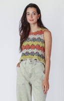 Dex Ladies Earthtones SL Open Stitch Knit Top