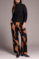 Tribal Ladies Black Mock Neck Puff Sleeve High Low Sweater