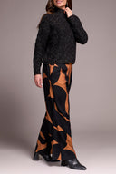 Tribal Ladies Black Mock Neck Puff Sleeve High Low Sweater