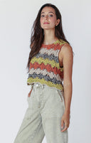 Dex Ladies Earthtones SL Open Stitch Knit Top