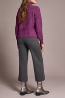 Tribal Ladies Dahlia Mauve Mock Neck Puff Sleeve High Low Sweater