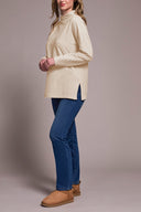 Tribal Ladies Eggshell Funnel Neck Tunic w/Side Slits