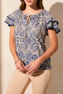 Tribal Ladies Safari Flutter Sleeve Blouse w/Decorative Tape