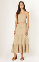 Dex Ladies Desert Sand Pull On Textured Midi Skirt