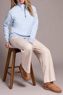Tribal Ladies Chambray LS Funnel Neck Top w/Stitching