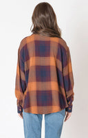 Dex Ladies Plum Plaid Textured Plaid Shirt