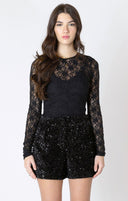 Dex Ladies Black Stretch Lace Top