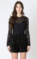Dex Ladies Black Stretch Lace Top