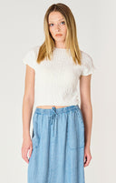 Dex Ladies White SS Textured Tshirt
