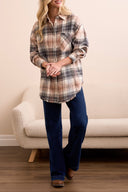 Tribal Ladies Nordic Stone Plaid Shirt w/Fringe Hem