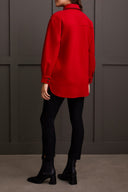 Tribal Ladies Scarlet LS Button Front Coat w/ Blanket Stitch