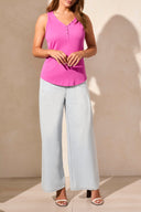 Tribal Ladies Orchid Sky Henley Tank Top w/Buttons