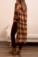 Tribal Ladies Dark Toffee Long Sweater Cardigan w/Puff Sleeve