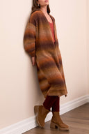 Tribal Ladies Dark Toffee Long Sweater Cardigan w/Puff Sleeve